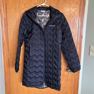 Columbia Black Puffer Jacket with Chevron Quilting